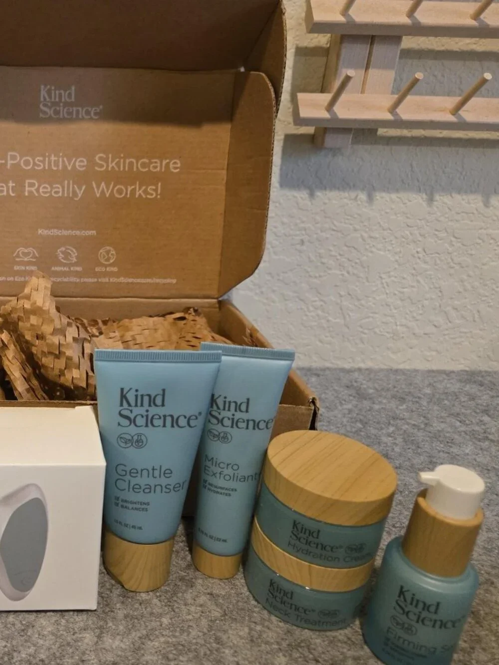 Kind Science 7 Piece Age Positive Skincare Lot with Facial Cleansing Brush